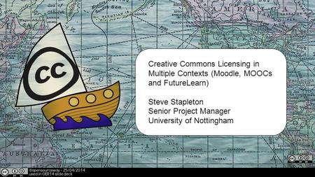 Creative Commons Licensing in Multiple Contexts (Moodle, MOOCs and FutureLearn) Steve Stapleton Senior Project Manager University of Nottingham.