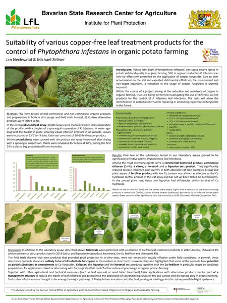 Bayer. Landesanstalt für Landwirtschaft Institut für Pflanzenschutz Suitability of various copper-free leaf treatment products for the control of Phytophthora.