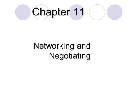 Networking and Negotiating