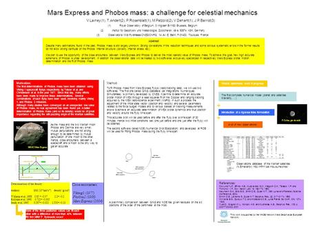 Abstract Despite many estimations found in the past, Phobos mass is still largely unknown. Strong correlations in the reduction techniques and some obvious.