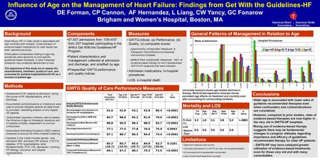 Influence of Age on the Management of Heart Failure: Findings from Get With the Guidelines-HF DE Forman, CP Cannon, AF Hernandez, L Liang, CW Yancy, GC.