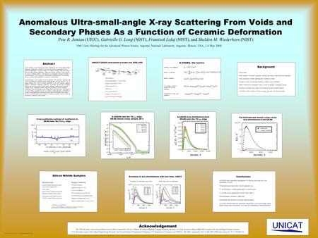 Anomalous Ultra-small-angle X-ray Scattering From Voids and Secondary Phases As a Function of Ceramic Deformation Pete R. Jemian (UIUC), Gabrielle G. Long.