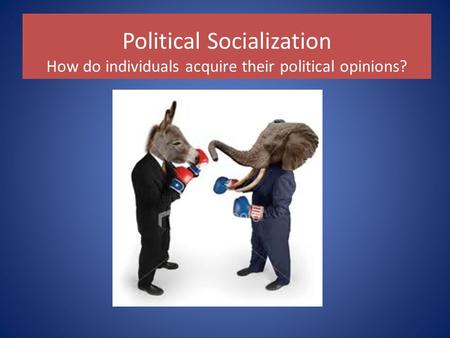 Political Socialization How do individuals acquire their political opinions?