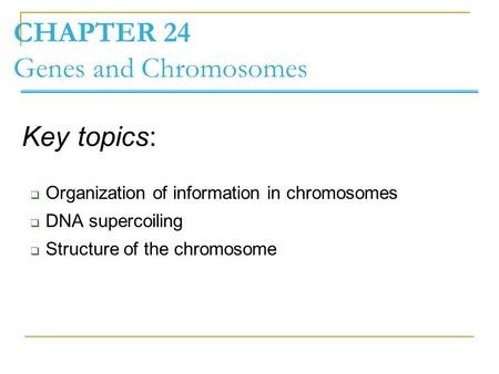 CHAPTER 24 Genes and Chromosomes