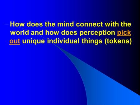 How does the mind connect with the world and how does perception pick out unique individual things (tokens)