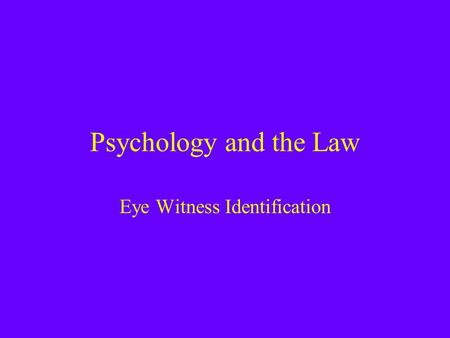 Eye Witness Identification