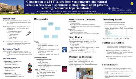 Introduction Continuous heparin infusions require monitoring of aPTT values and appropriate adjustments in the infusion rate. If the heparin is infusing.