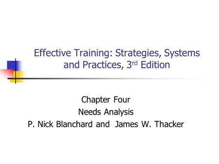 Effective Training: Strategies, Systems and Practices, 3rd Edition