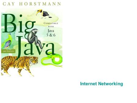 Internet Networking. Chapter Goals To understand the concept of sockets To learn how to send and receive data through sockets To implement network clients.