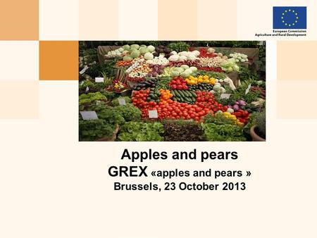 Apples and pears GREX «apples and pears » Brussels, 23 October 2013.