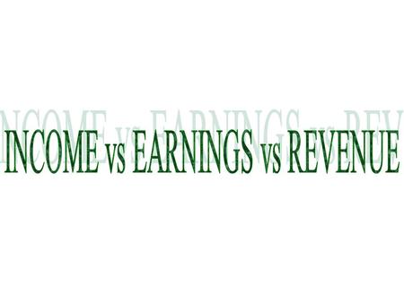 Income can be earned – wages or salaries or, unearned income acquired from other sources e.g. share dividends, property, interest or other investments.