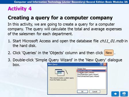 In this activity, we are going to create a query for a computer company. The query will calculate the total and average expenses of the salesmen for each.