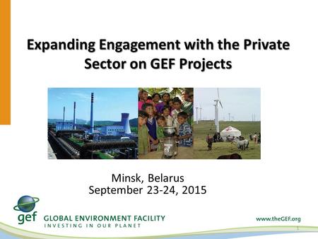 Expanding Engagement with the Private Sector on GEF Projects 1 Minsk, Belarus September 23-24, 2015.