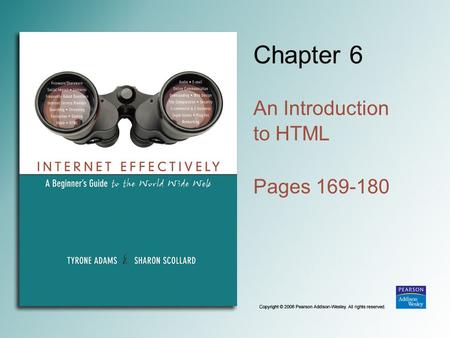 Chapter 6 An Introduction to HTML Pages 169-180. 6-2 Tag Nesting You can put two tags together to combine the effects Bold and underlined But make sure.