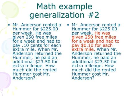 Math example generalization #2