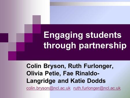 Engaging students through partnership