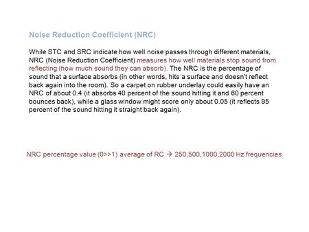 Noise Reduction Coefficient (NRC)