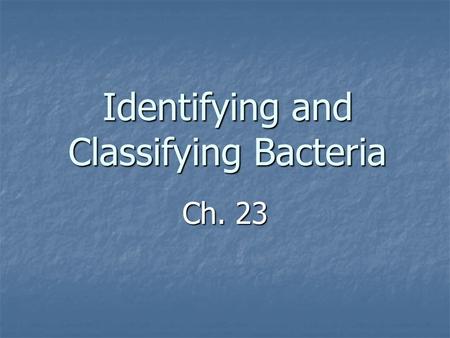 Identifying and Classifying Bacteria Ch. 23. What is a prokaryote? Cells that lack a true nucleus. Cells that lack a true nucleus. Cells that lack membrane-