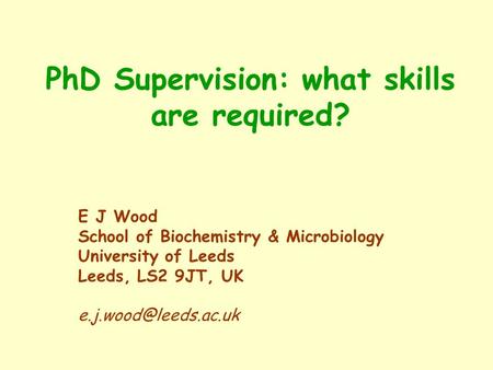 PhD Supervision: what skills are required?