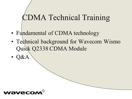 CDMA Technical Training