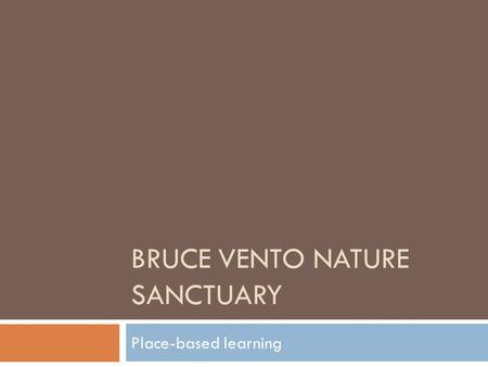 BRUCE VENTO NATURE SANCTUARY Place-based learning.