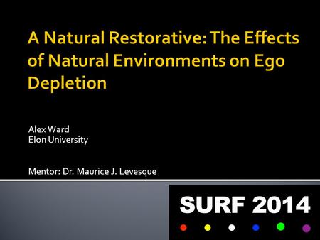 Alex Ward Elon University Mentor: Dr. Maurice J. Levesque.