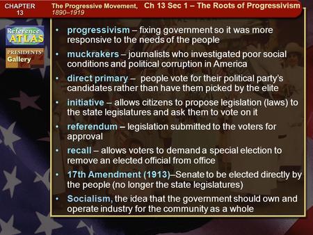 Getting to California progressivism – fixing government so it was more responsive to the needs of the people muckrakers – journalists who investigated.