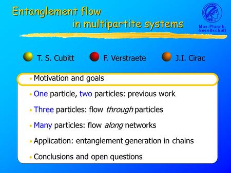 Motivation and goals One particle, two particles: previous work Three particles: flow through particles Many particles: flow along networks Application: