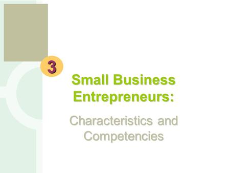 Small Business Entrepreneurs: