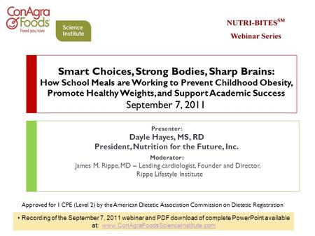 Smart Choices, Strong Bodies, Sharp Brains: How School Meals are Working to Prevent Childhood Obesity, Promote Healthy Weights, and Support Academic Success.