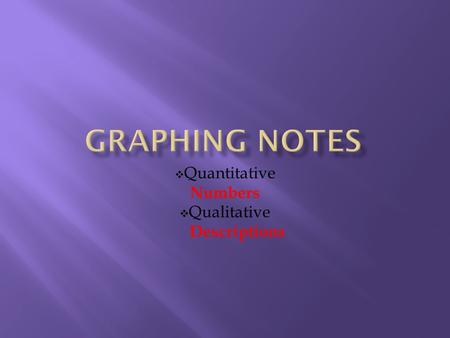  Quantitative Numbers  Qualitative Descriptions.