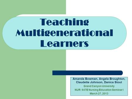 Teaching Multigenerational Learners