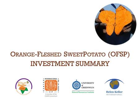 O RANGE -F LESHED S WEET P OTATO (OFSP) INVESTMENT SUMMARY.