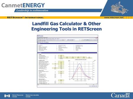 Landfill Gas Calculator & Other Engineering Tools in RETScreen.