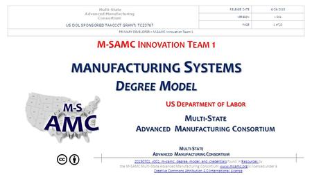 M ULTI -S TATE A DVANCED M ANUFACTURING C ONSORTIUM 20150701_v001_m-samc_degree_model_and_credentials20150701_v001_m-samc_degree_model_and_credentials.