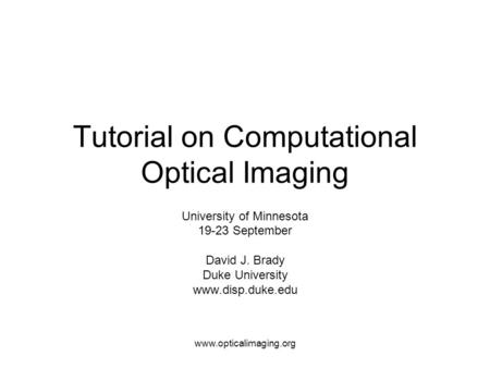 Tutorial on Computational Optical Imaging