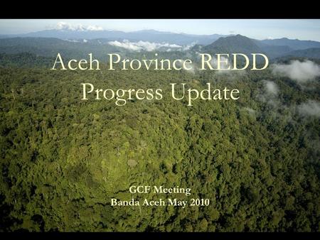 Aceh Province REDD Progress Update GCF Meeting Banda Aceh May 2010.