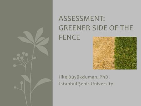 İlke Büyükduman, PhD. Istanbul Şehir University ASSESSMENT: GREENER SIDE OF THE FENCE.