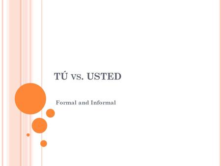 TÚ vs. USTED Formal and Informal.