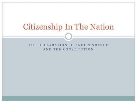 Citizenship In The Nation