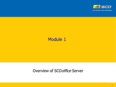 1 Module 1 Overview of SCOoffice Server. 2 Overview SCOoffice Server SCOoffice Address Book™ Desktop componentsServer components SCOoffice Connector™