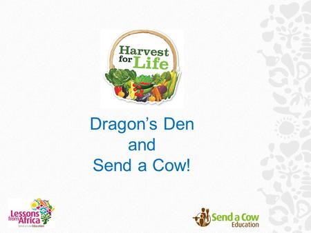 Dragon’s Den and Send a Cow!. Send a Cow’s Harvest Challenge Your task is to put together a pitch to persuade the Dragons that they want to invest in.