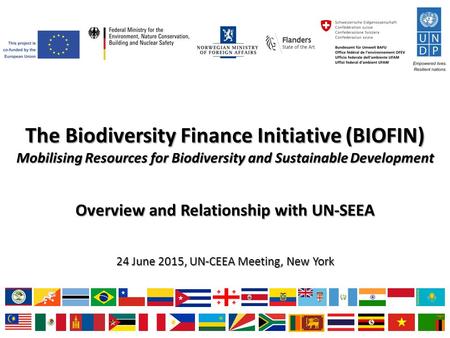 The Biodiversity Finance Initiative (BIOFIN) Mobilising Resources for Biodiversity and Sustainable Development Overview and Relationship with UN-SEEA 24.