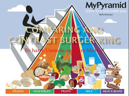 By harry Ummole and Sam Michael.  7oz of grains  3 cups of vegetables  2 cups of milk  6oz of meat and beans.