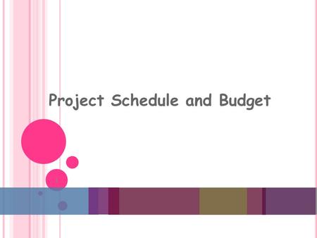 Project Schedule and Budget 1. T HE P ROJECT P LANNING F RAMEWORK 2.