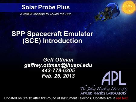 SPP Spacecraft Emulator (SCE) Introduction