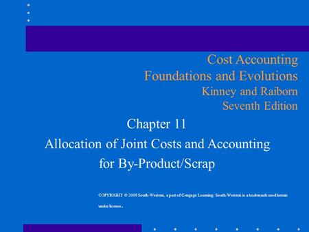 Allocation of Joint Costs and Accounting