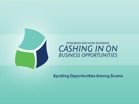 Spotting Opportunities Among Scams. Lesson Goals: For entrepreneurs to: –Better understand small business schemes and scams –Identify major types of small.