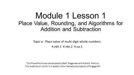 Topic a:  Place value of multi-digit whole numbers