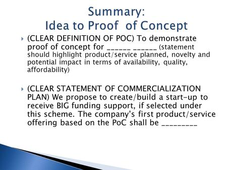 Summary: Idea to Proof of Concept